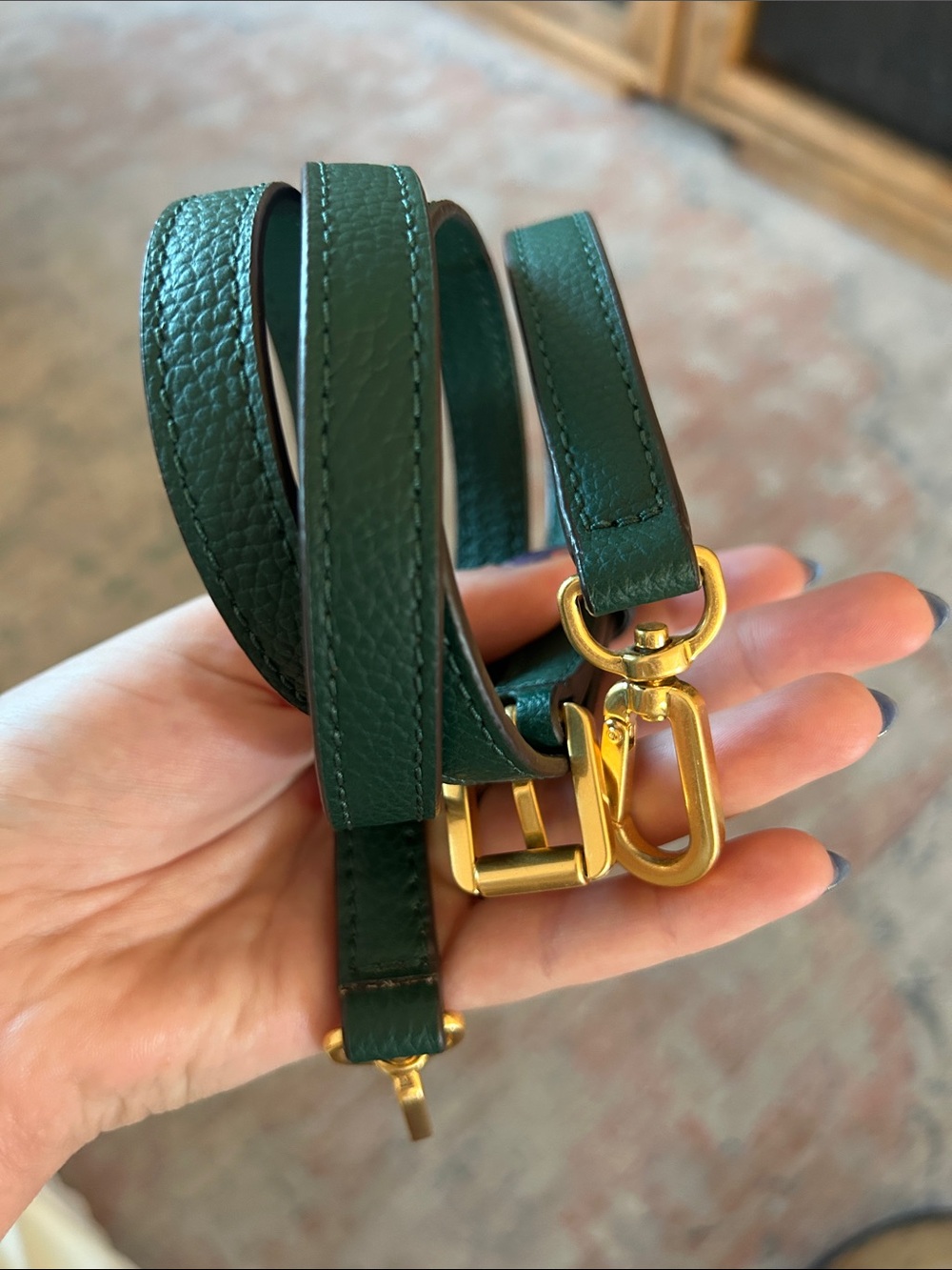 Tory Burch Leather Crossbody Strap in Deep Green with Gold Hardware